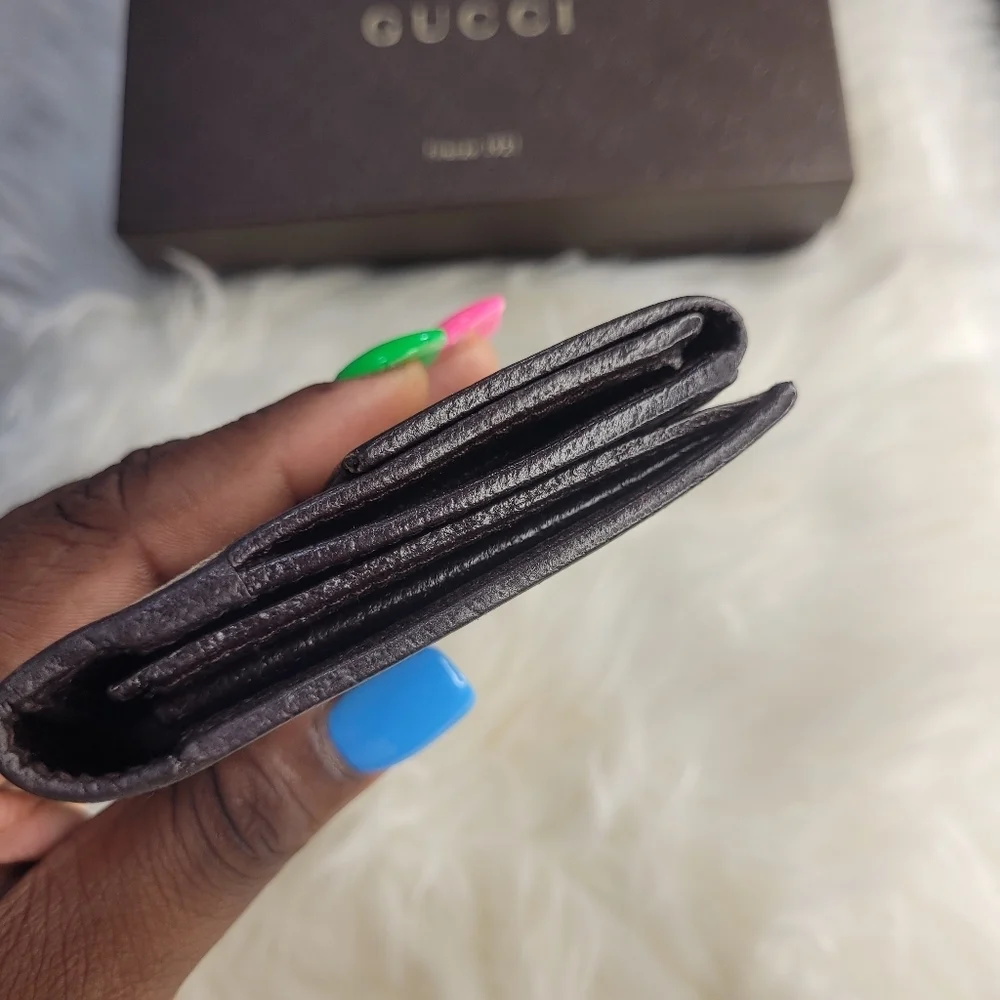 🤎🔹️Gucci 🔹️GG canvas logo plate long wallet beige brown leather - Picture 6 of 11